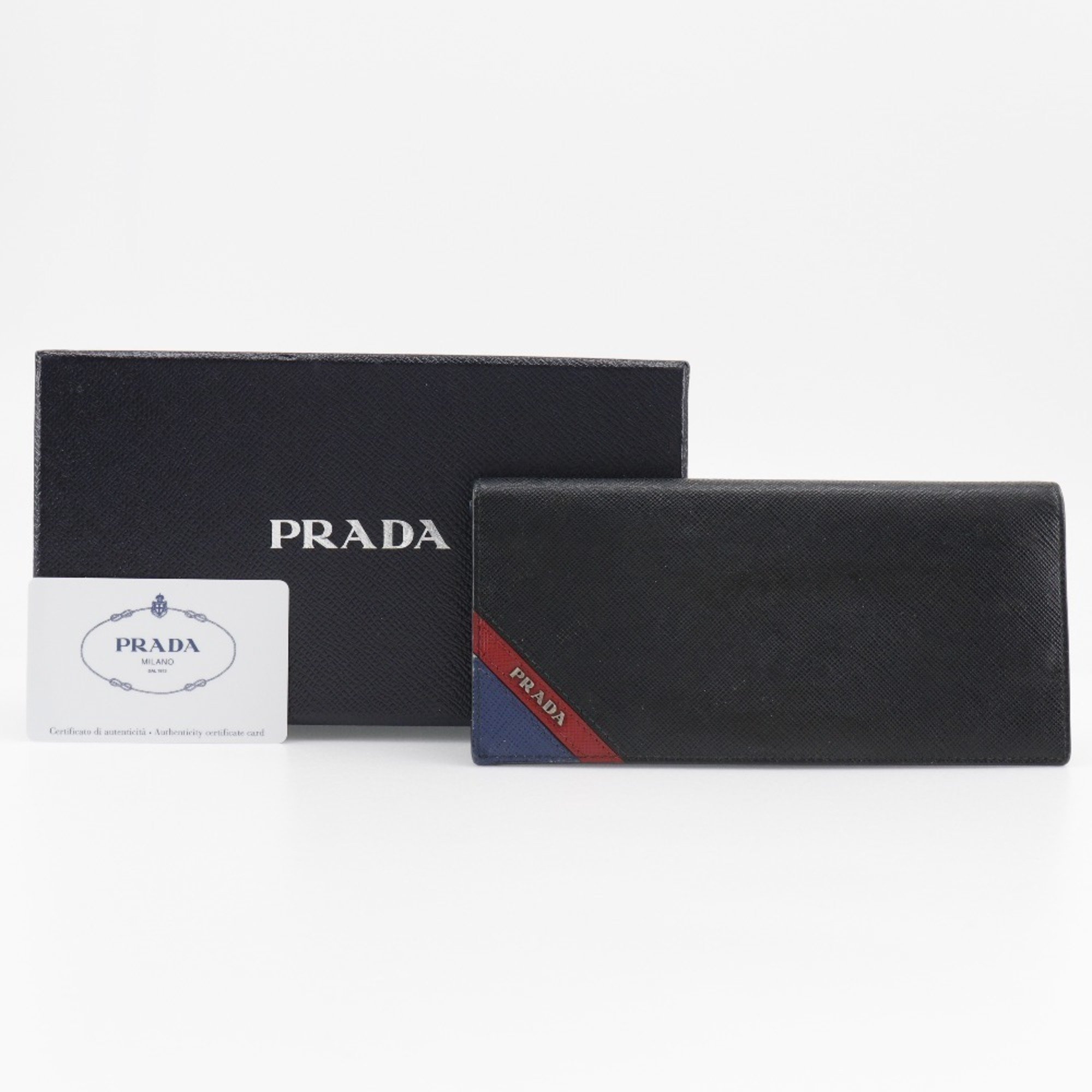 PRADA Long Wallet 2MV836 Saffiano NERO Black Men's