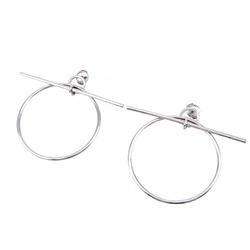 Hermes Bent Post SV925 MM Hoop Women's Earrings Silver 925