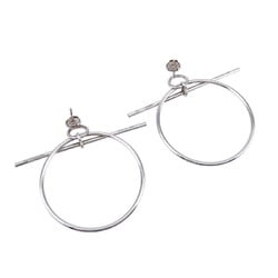 Hermes Bent Post SV925 MM Hoop Women's Earrings Silver 925