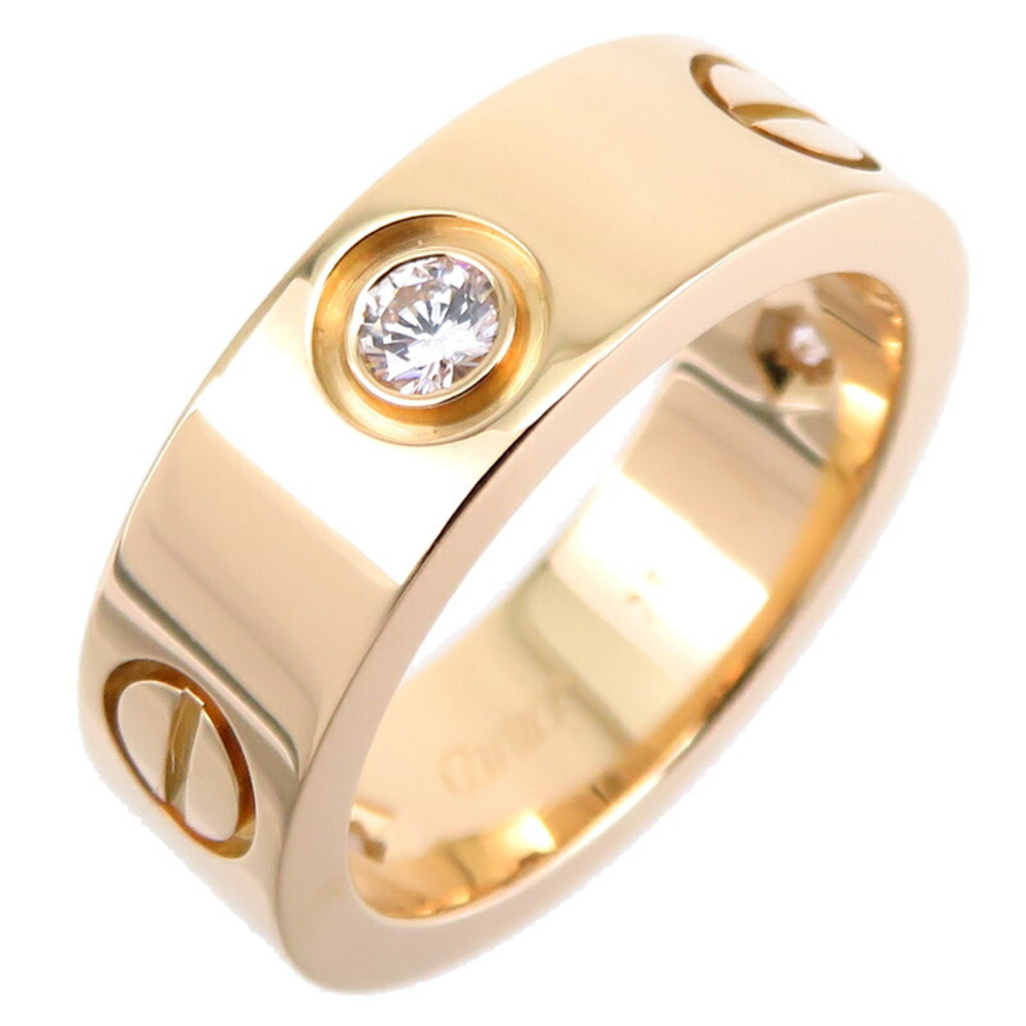 Cartier #47 3P Diamond Love Ladies Ring B4032400 750 Yellow Gold Size 7