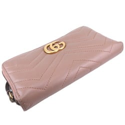 Gucci GG Marmont Round Women's Long Wallet 443123 Leather Pink Beige