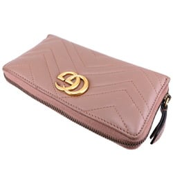 Gucci GG Marmont Round Women's Long Wallet 443123 Leather Pink Beige