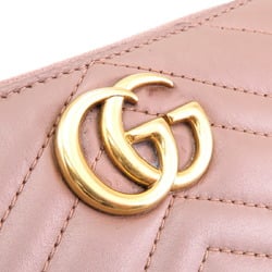 Gucci GG Marmont Round Women's Long Wallet 443123 Leather Pink Beige