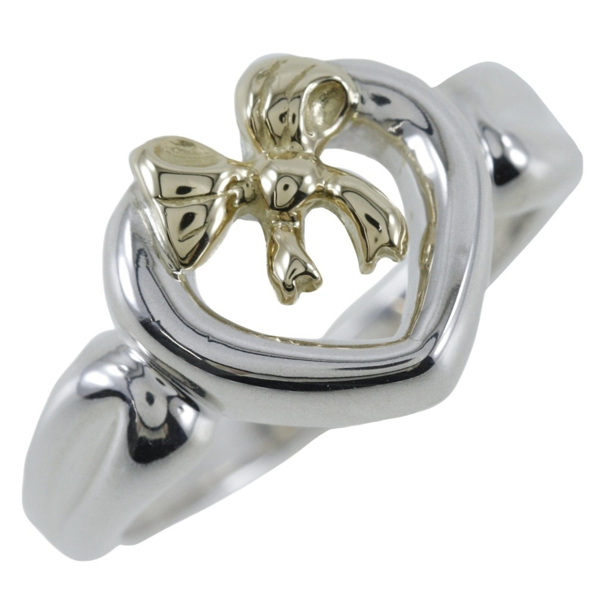 Tiffany TIFFANY&Co. Heart Ribbon Size 7 Ring Silver 925 x K18 Yellow Gold Approx. 3.6g ribbon Ladies