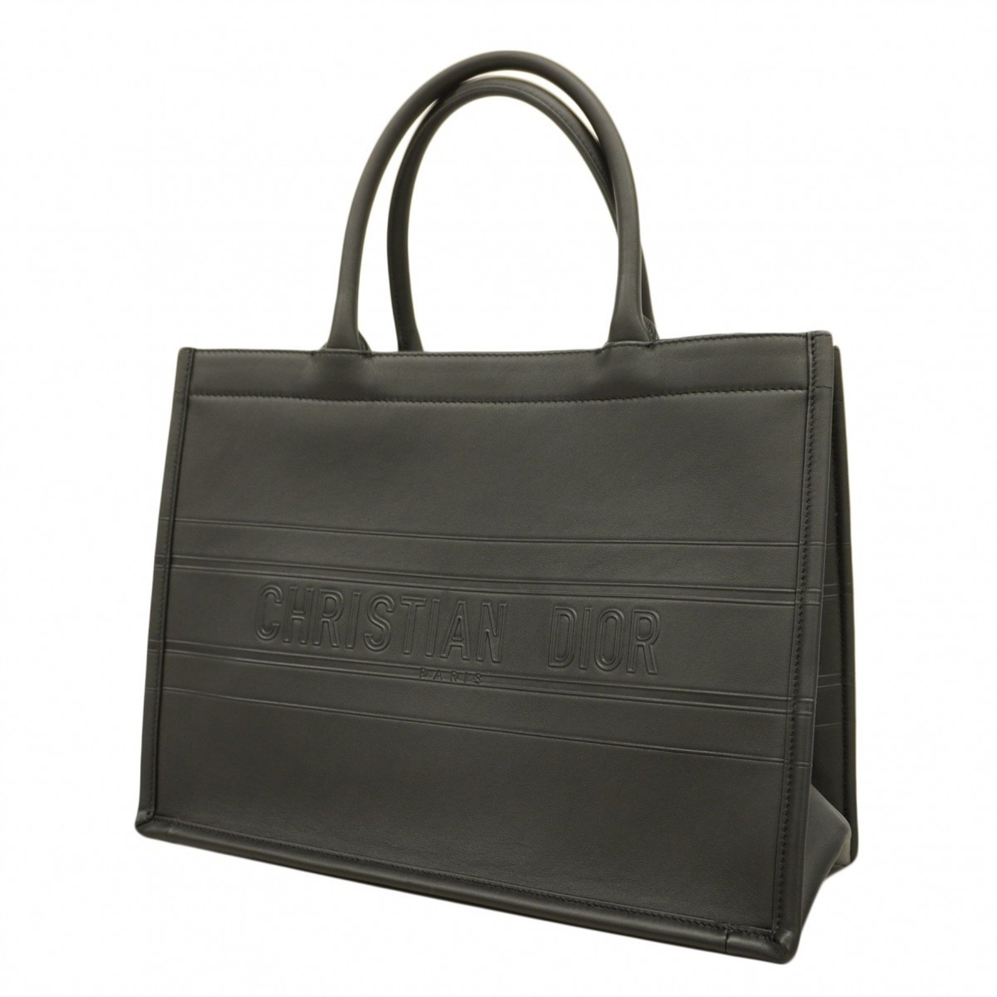 Christian Dior Tote Bag Book Leather Black Women's