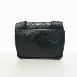 Chanel Shoulder Bag Matelasse Leather Black Women's