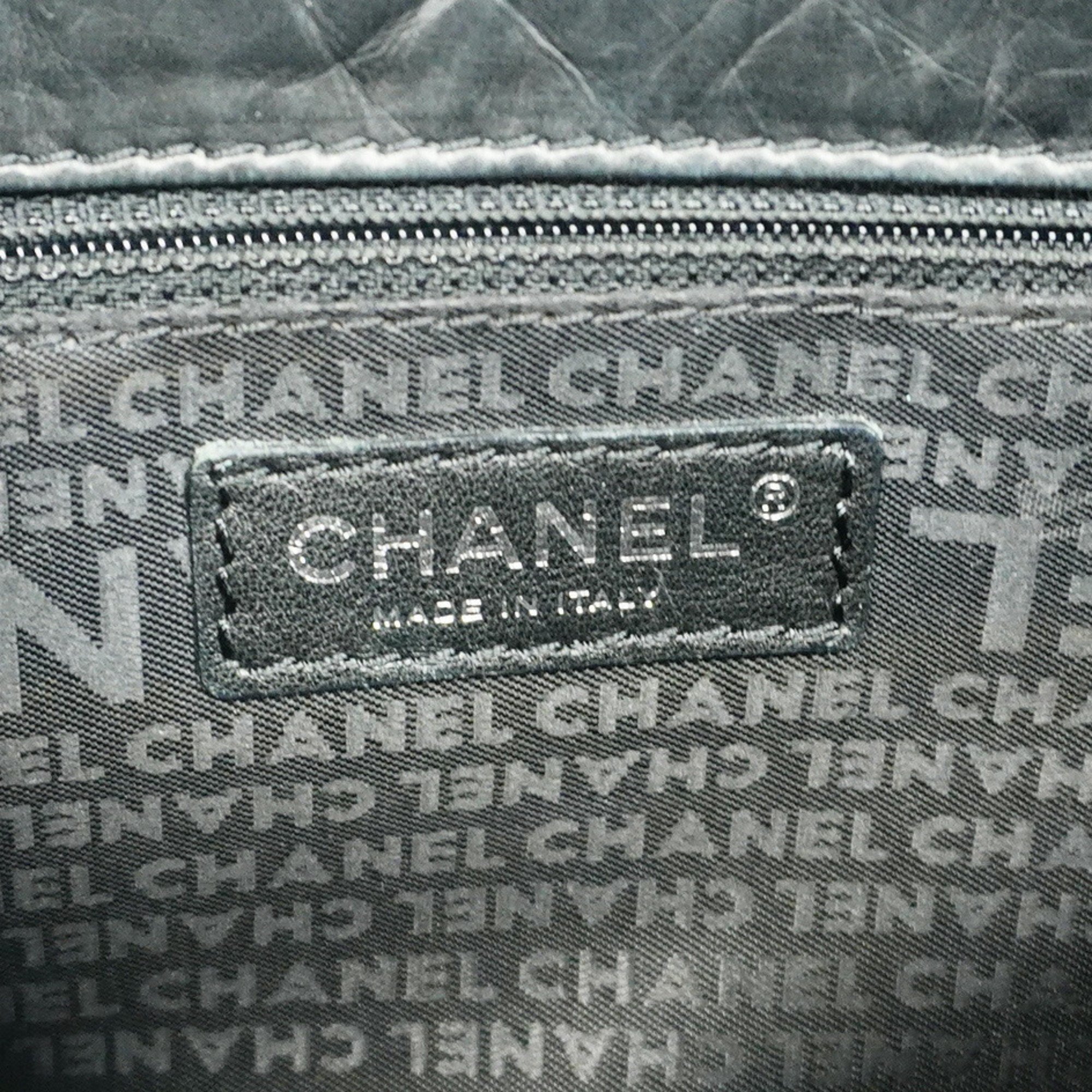 Chanel Shoulder Bag Matelasse Leather Black Women's