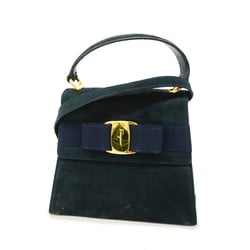 Salvatore Ferragamo handbag Vara suede black navy ladies