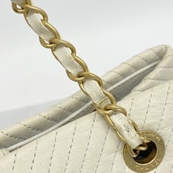 Chanel Shoulder Bag V Stitch Leather White Women's