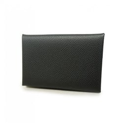 Hermes Business Card Holder/Card Case Calvi Epsom Leather Black Y Stamp Men's Women's