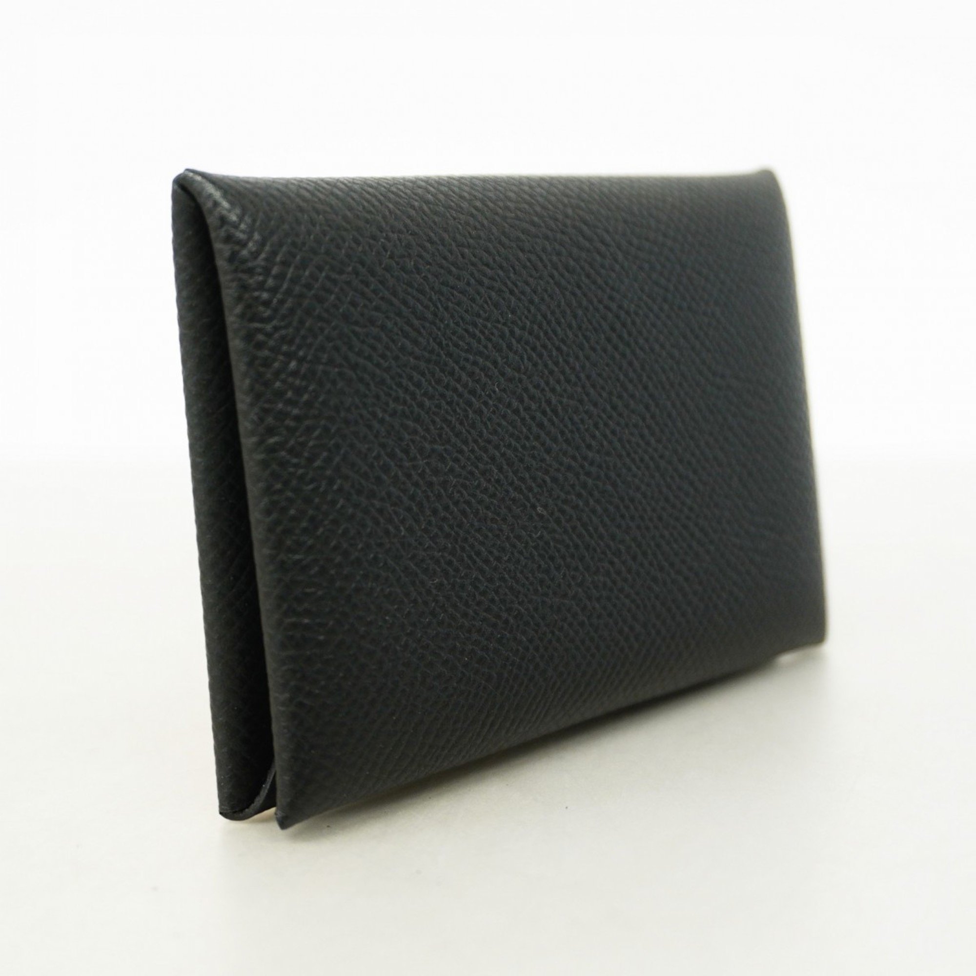 Hermes Business Card Holder/Card Case Calvi Epsom Leather Black Y Stamp Men's Women's