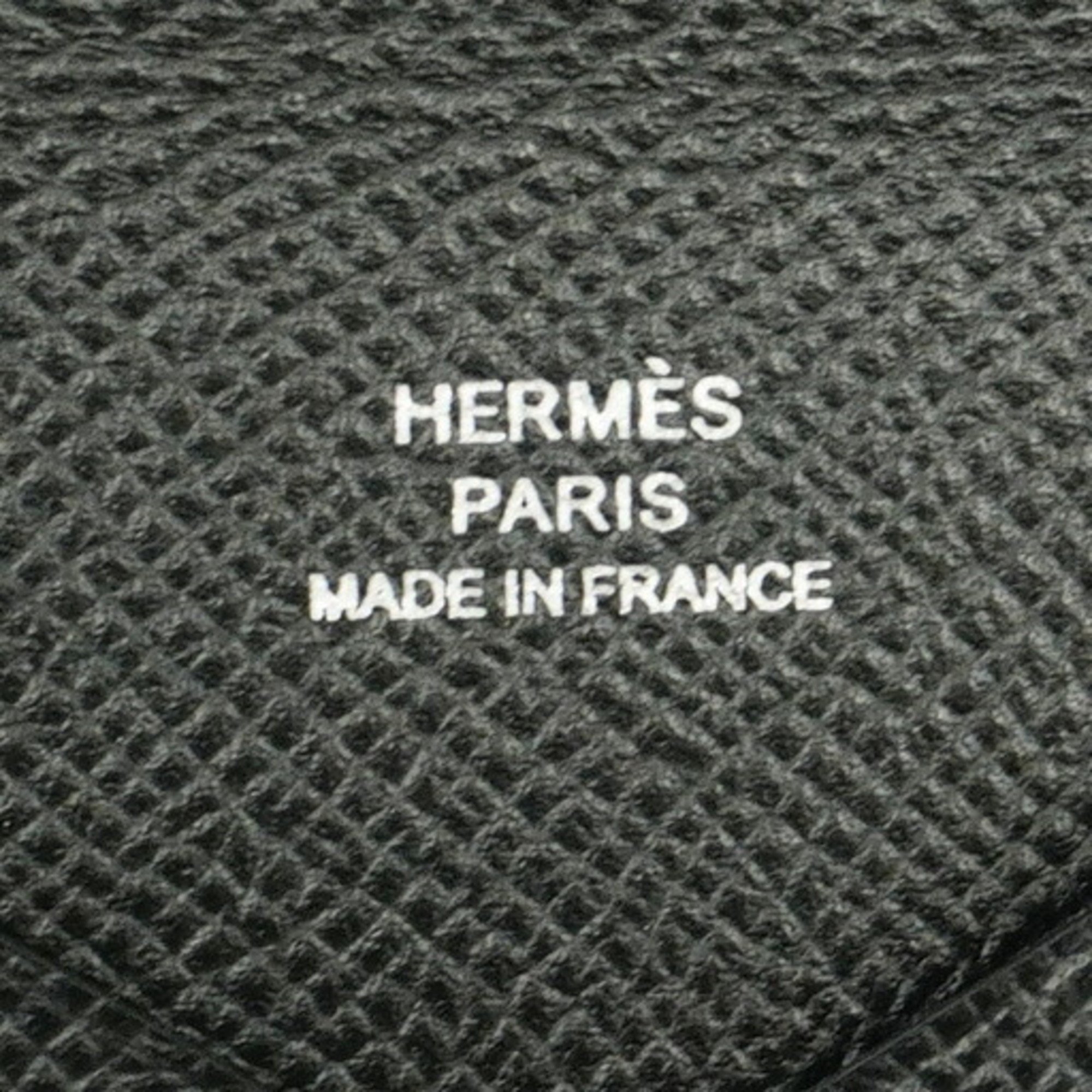 Hermes Business Card Holder/Card Case Calvi Epsom Leather Black Y Stamp Men's Women's