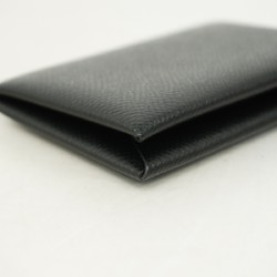 Hermes Business Card Holder/Card Case Calvi Epsom Leather Black Y Stamp Men's Women's