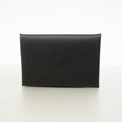 Hermes Business Card Holder/Card Case Calvi Epsom Leather Black Y Stamp Men's Women's