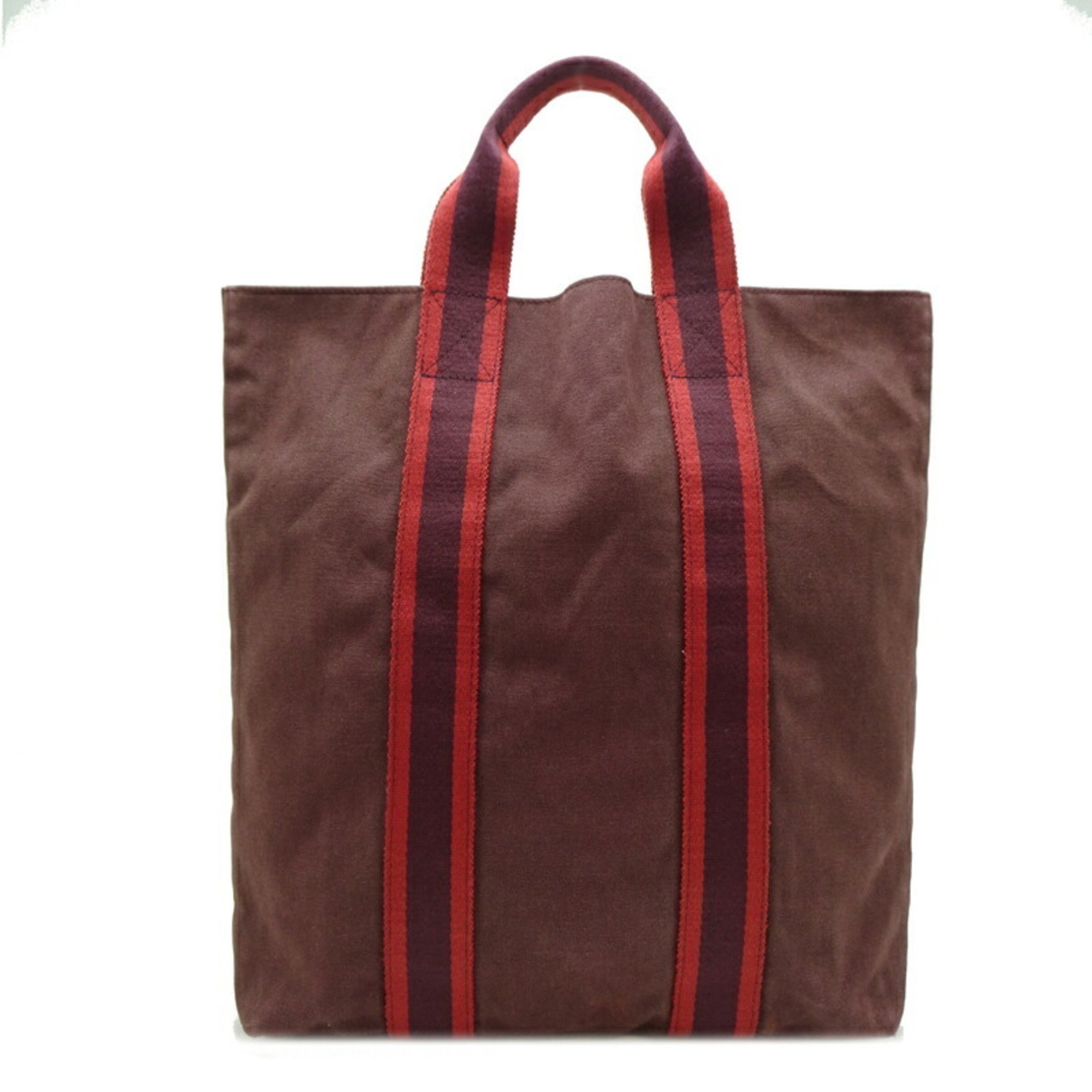 Hermes Foul Tote Cabas Women's Bag Cotton Canvas Bordeaux (Red)