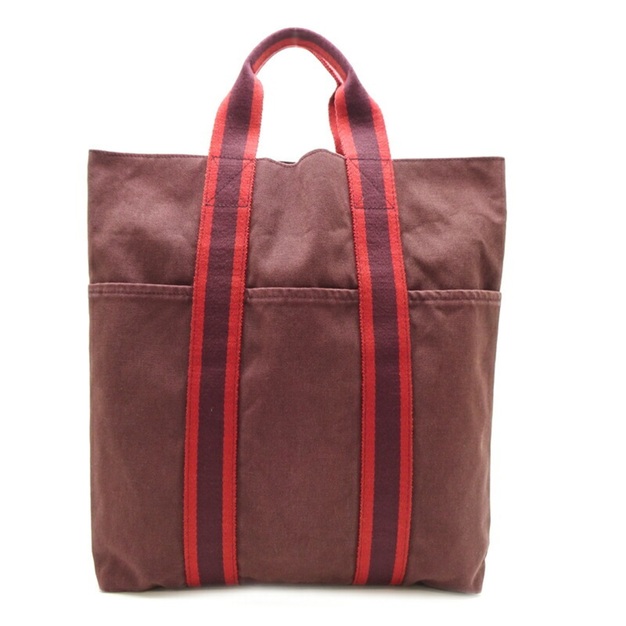 Hermes Foul Tote Cabas Women's Bag Cotton Canvas Bordeaux (Red)