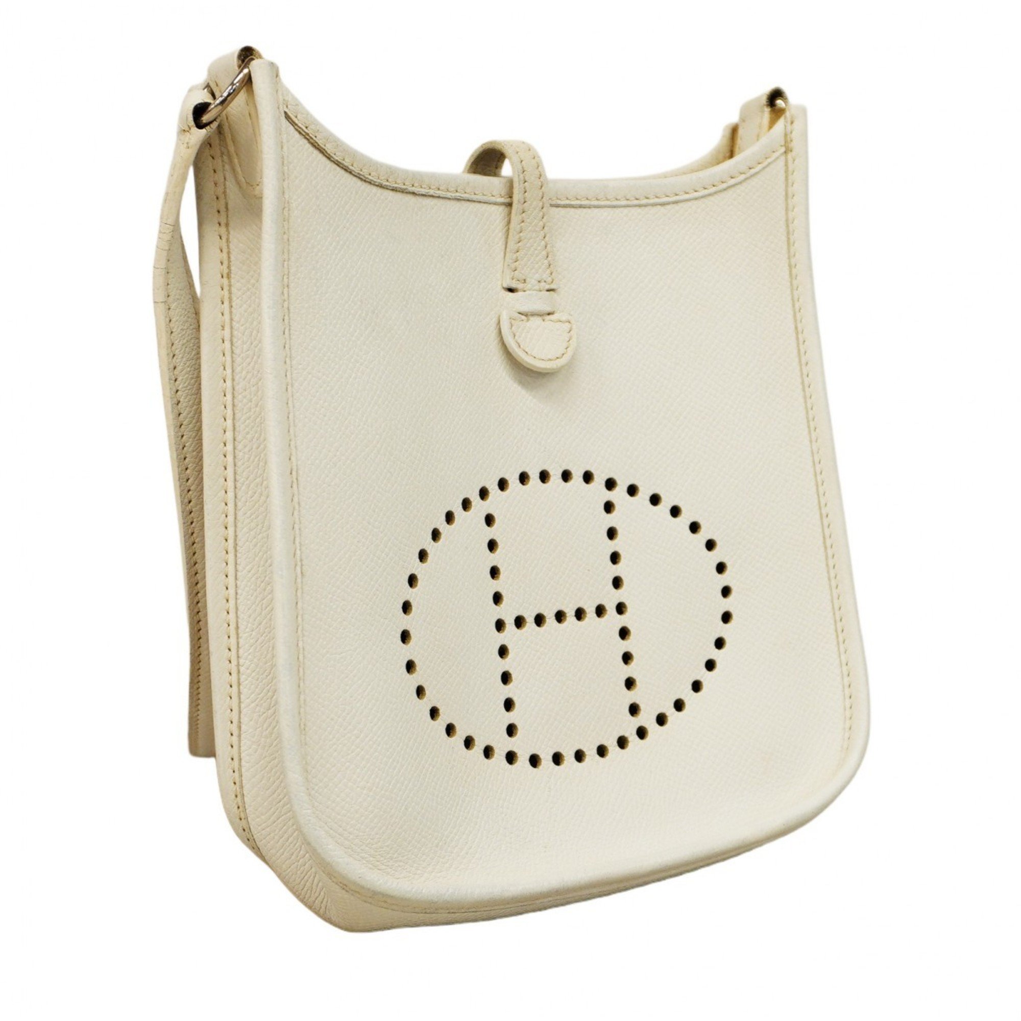 Hermes Shoulder Bag Evelyn TPM Epsom White O Stamp Ladies