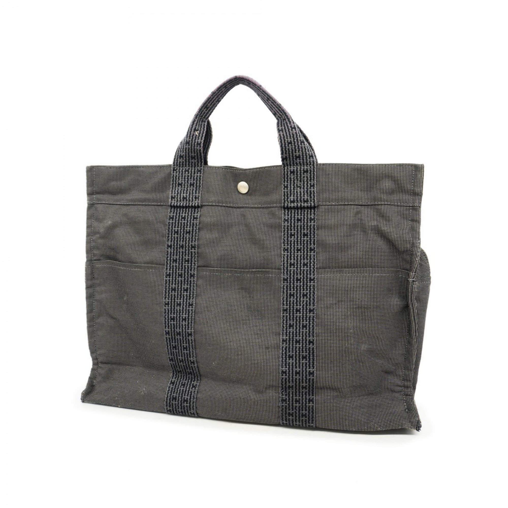 Hermes Tote Bag Air Line MM Canvas Black Women's