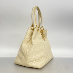 Christian Dior Handbag Cannage Leather Ivory Women's