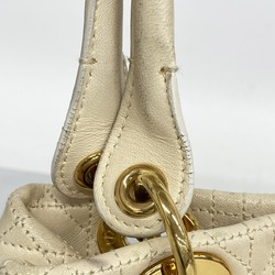 Christian Dior Handbag Cannage Leather Ivory Women's