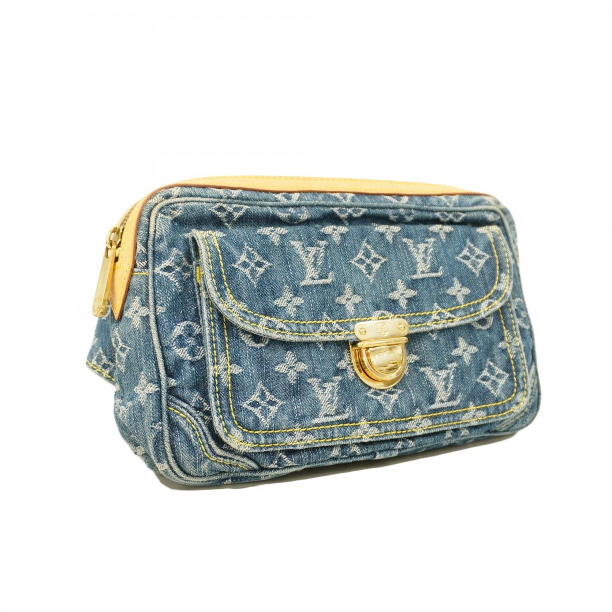 Louis Vuitton Waist Bag Monogram Denim Bum M95347 Blue Women's