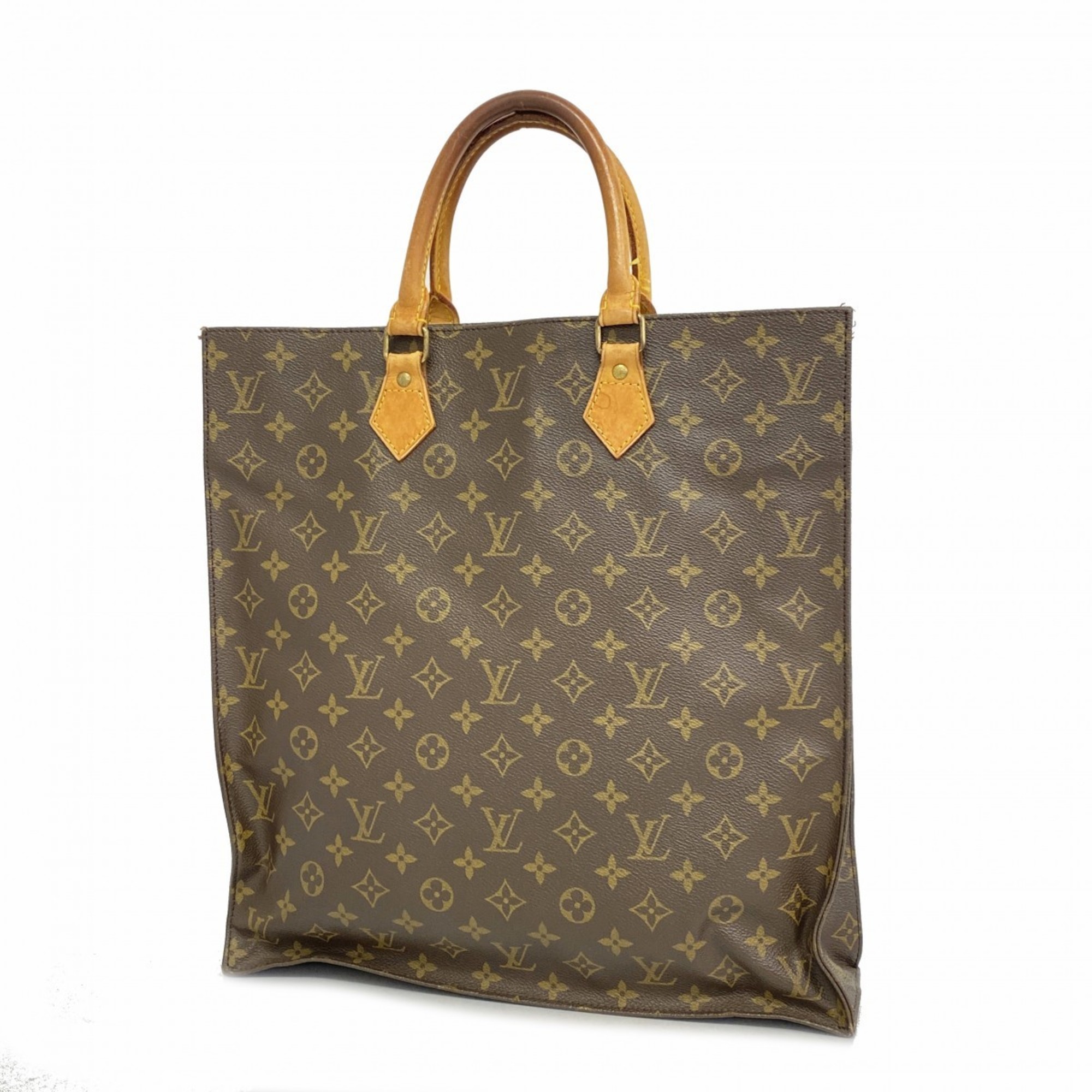 Louis Vuitton Tote Bag Monogram Sac Plat M51140 Brown Women's