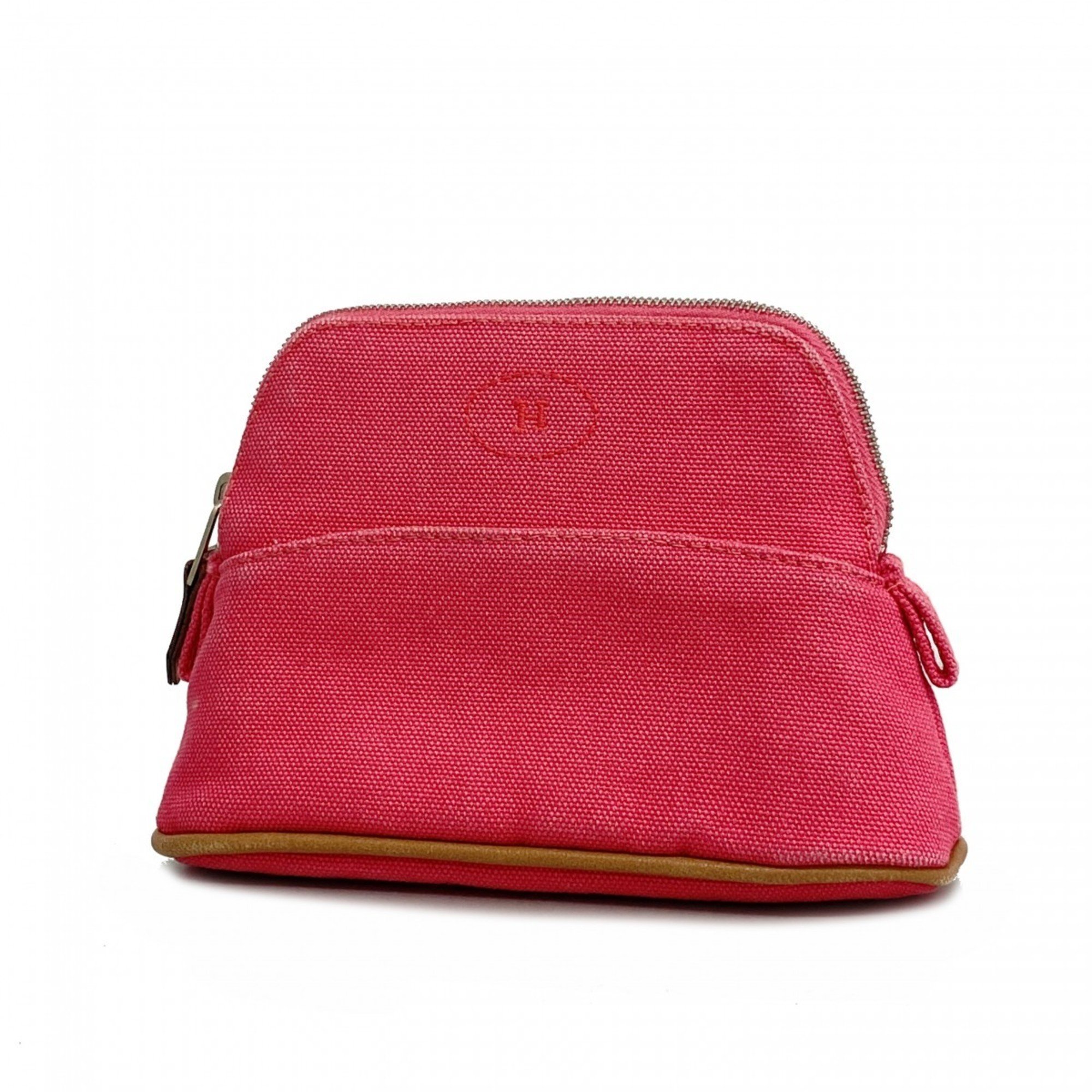 Hermes Pouch Bolide Canvas Pink Women's