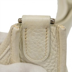 Hermes Shoulder Bag Evelyn 1GM Taurillon Clemence White H Stamp Ladies