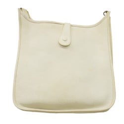 Hermes Shoulder Bag Evelyn 1GM Taurillon Clemence White H Stamp Ladies