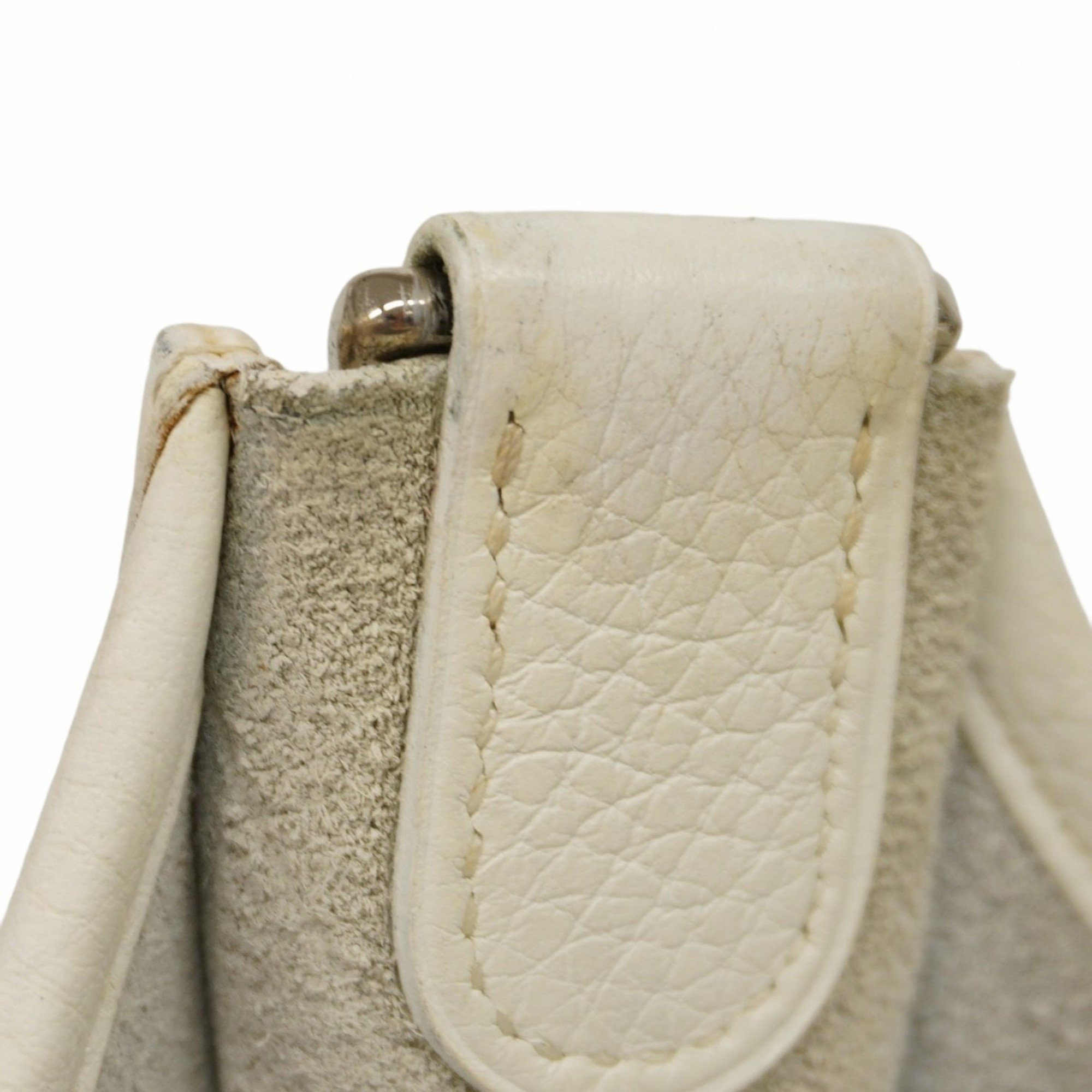 Hermes Shoulder Bag Evelyn 1GM Taurillon Clemence White H Stamp Ladies