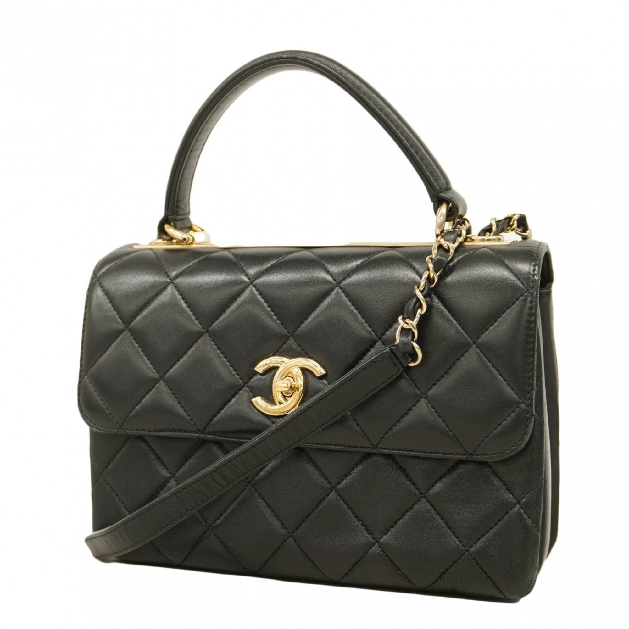 Chanel handbag, Matelasse, lambskin, black, champagne, ladies