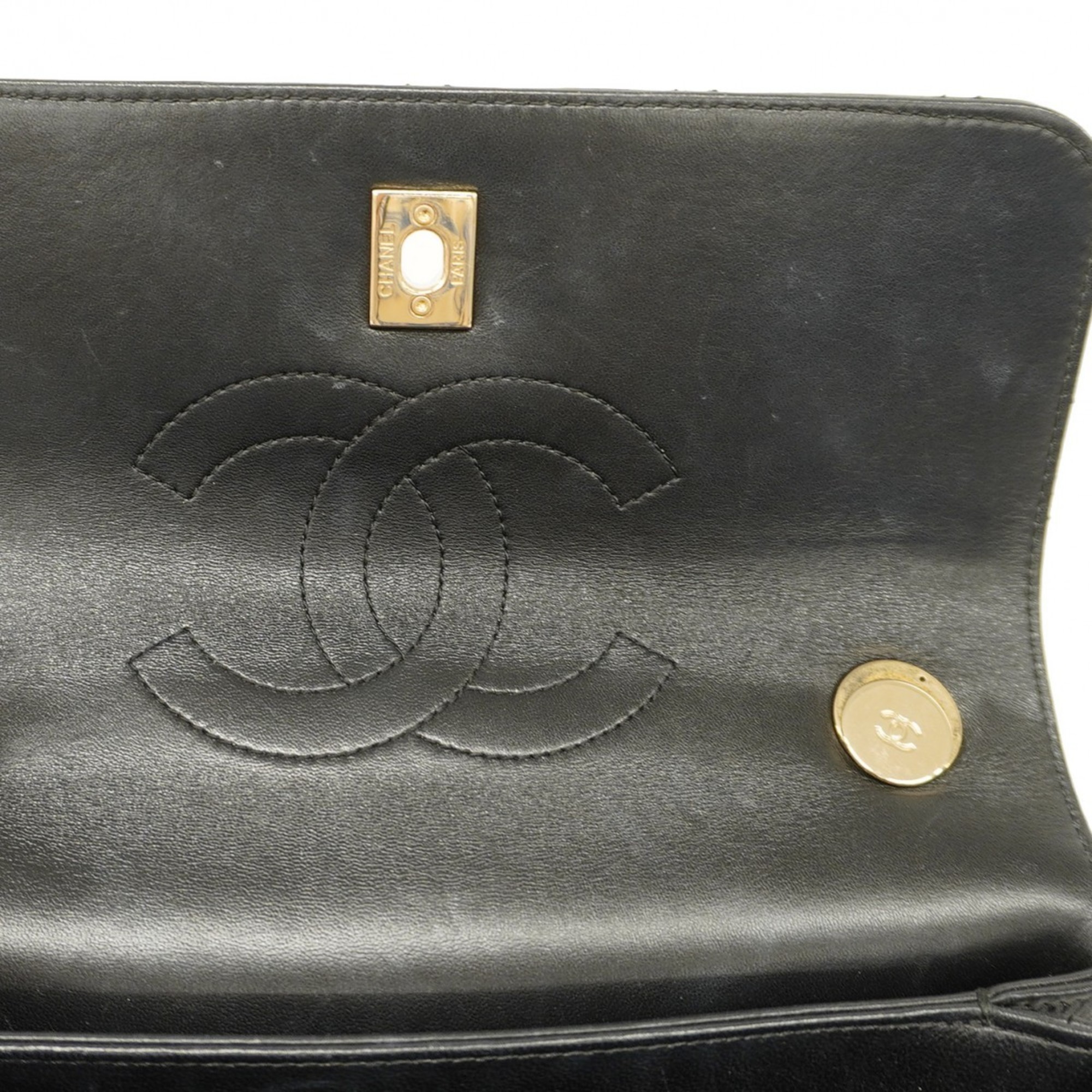 Chanel handbag, Matelasse, lambskin, black, champagne, ladies