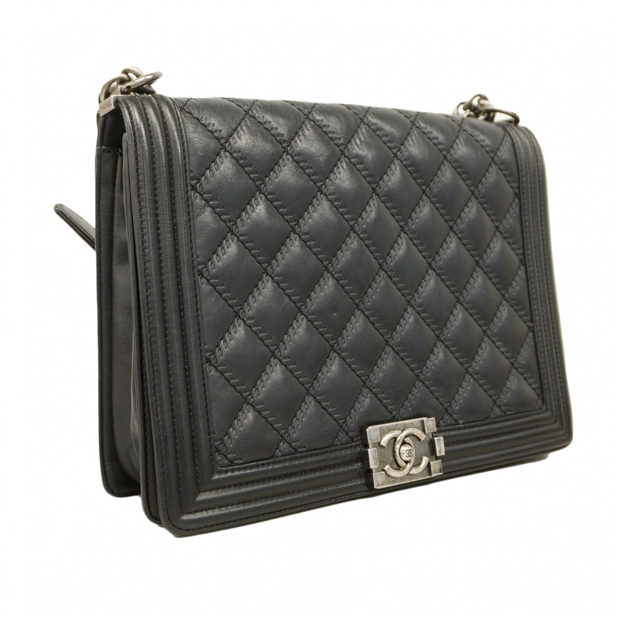 Chanel Shoulder Bag Boy Lambskin Black Women's