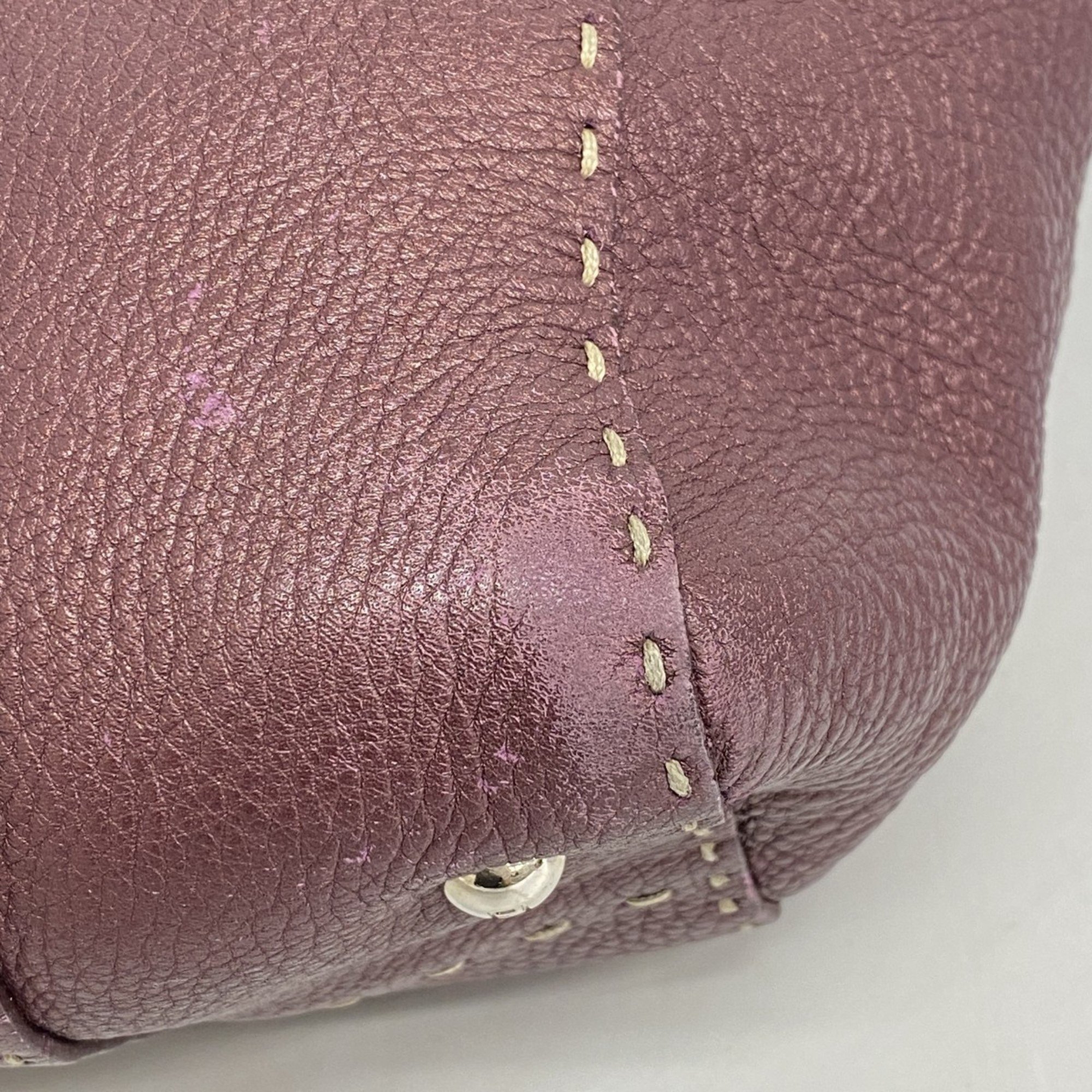 Fendi Shoulder Bag Selleria Leather Purple Women's