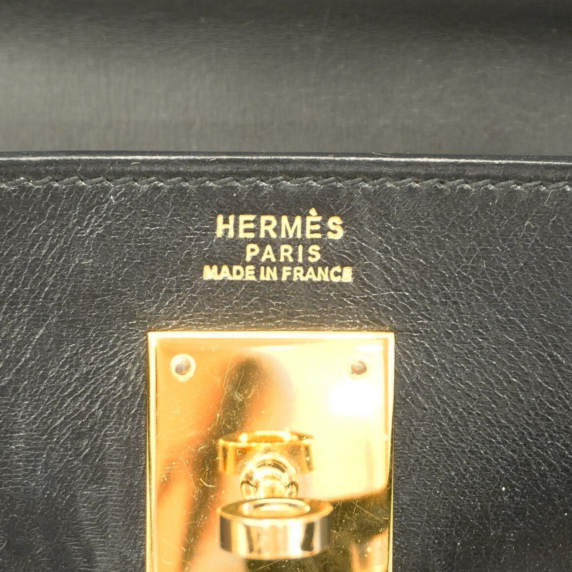 Hermes handbag Kelly 32 box calf black ○W stamp ladies