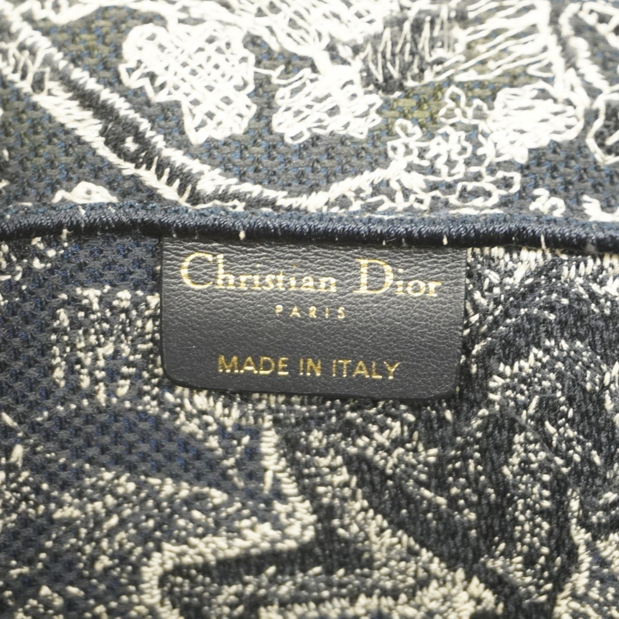 Christian Dior Tote Bag Book Canvas Navy White Women's