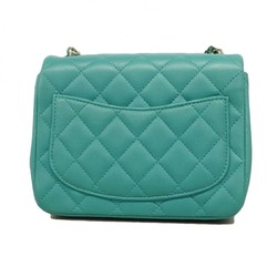 Chanel Shoulder Bag Matelasse Lambskin Turquoise Blue Women's