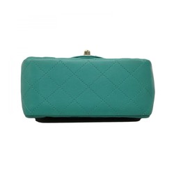 Chanel Shoulder Bag Matelasse Lambskin Turquoise Blue Women's