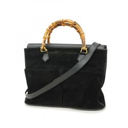 Gucci Handbag Bamboo 002 123 0322 Suede Black Women's