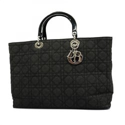 Christian Dior Handbag Cannage Denim Black Women's