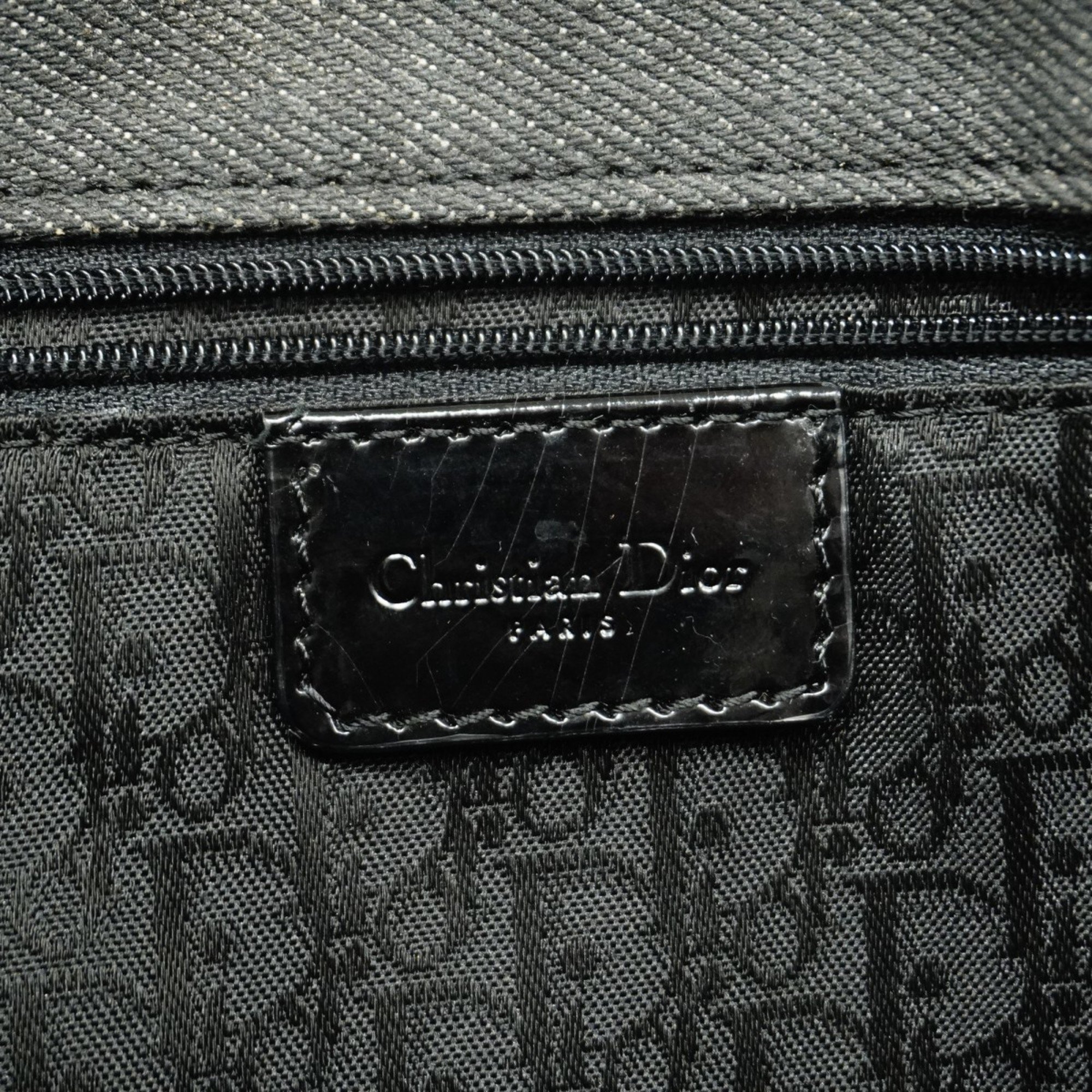 Christian Dior Handbag Cannage Denim Black Women's