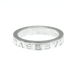 Bvlgari Double Logo White Gold (18K) Fashion Diamond Band Ring Silver