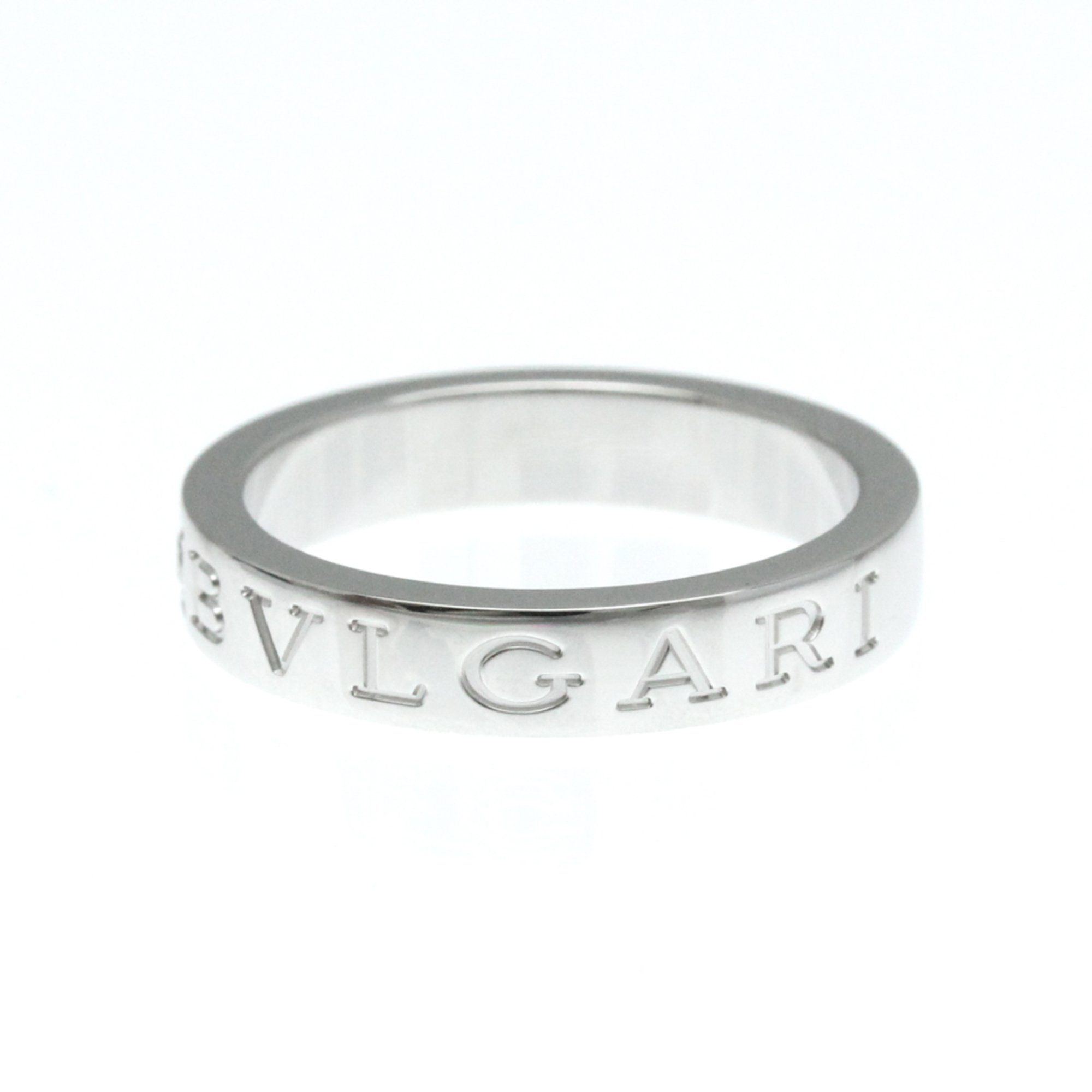 Bvlgari Double Logo White Gold (18K) Fashion Diamond Band Ring Silver