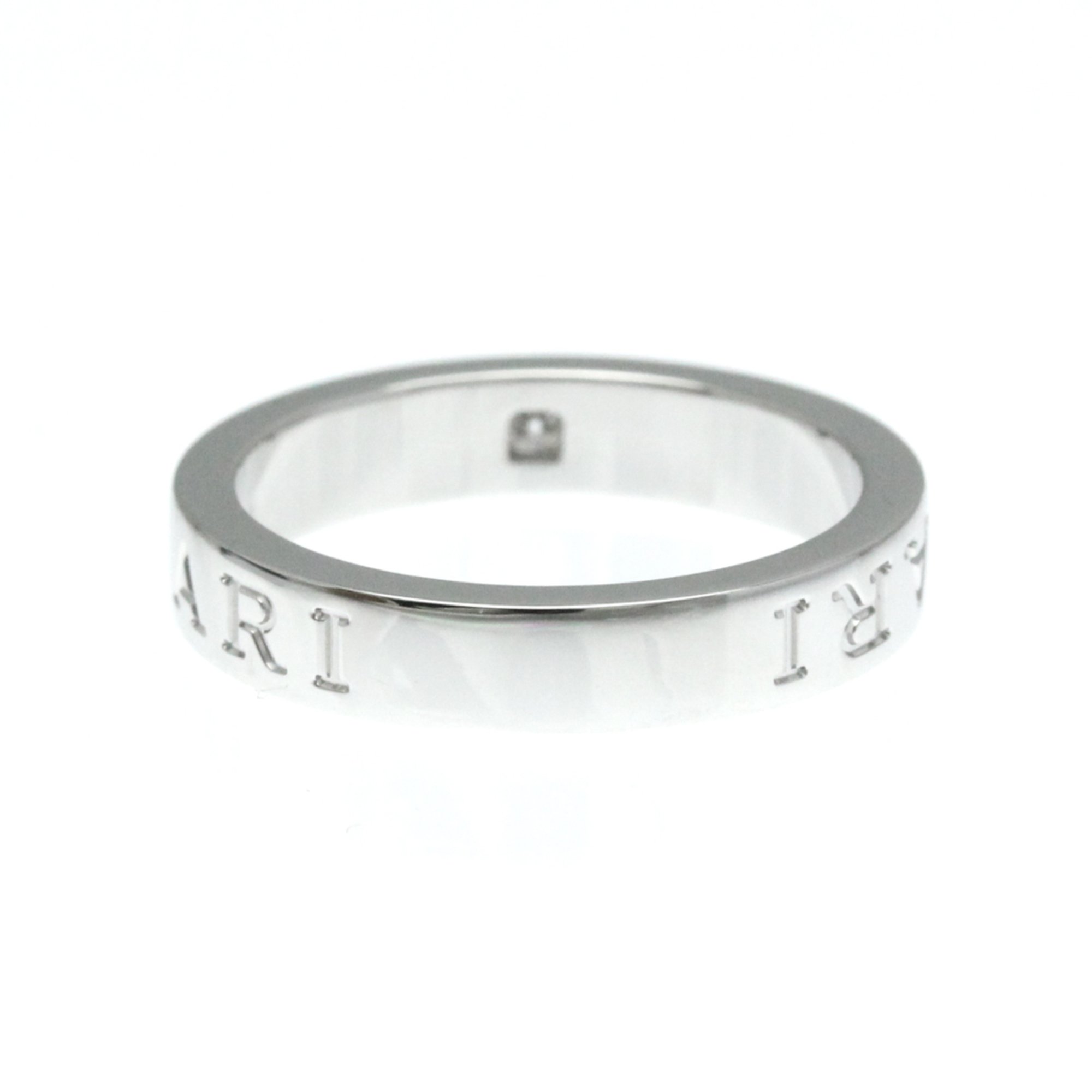 Bvlgari Double Logo White Gold (18K) Fashion Diamond Band Ring Silver