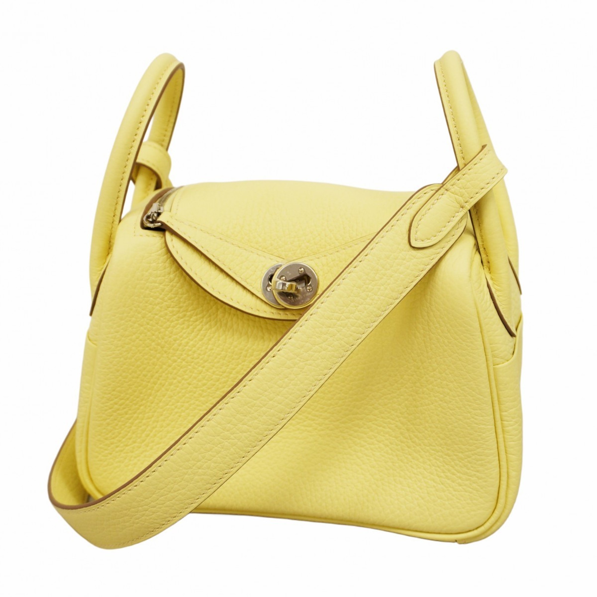 Hermes Shoulder Bag Lindy Taurillon Clemence Jaune Milton W Engraved Ladies