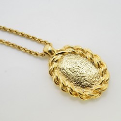 Christian Dior Necklace Oval GP Plated Gold Silver Ladies