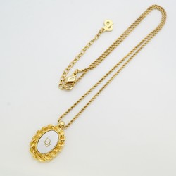 Christian Dior Necklace Oval GP Plated Gold Silver Ladies