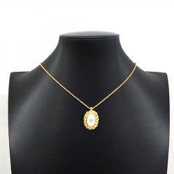 Christian Dior Necklace Oval GP Plated Gold Silver Ladies