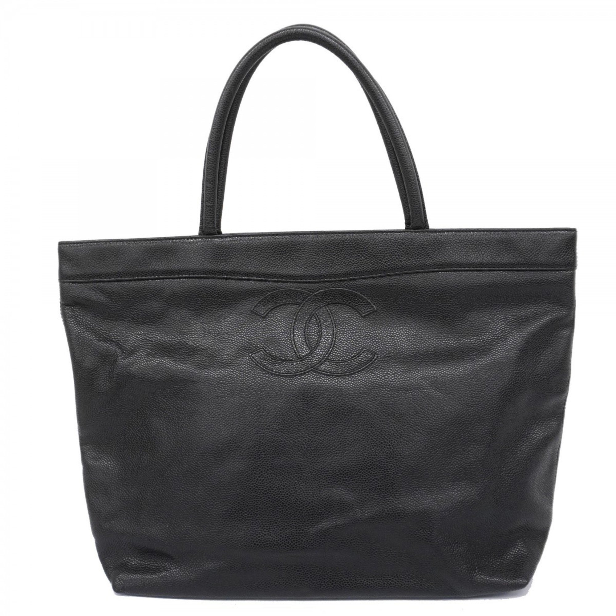 chanel tote bag caviar skin black ladies