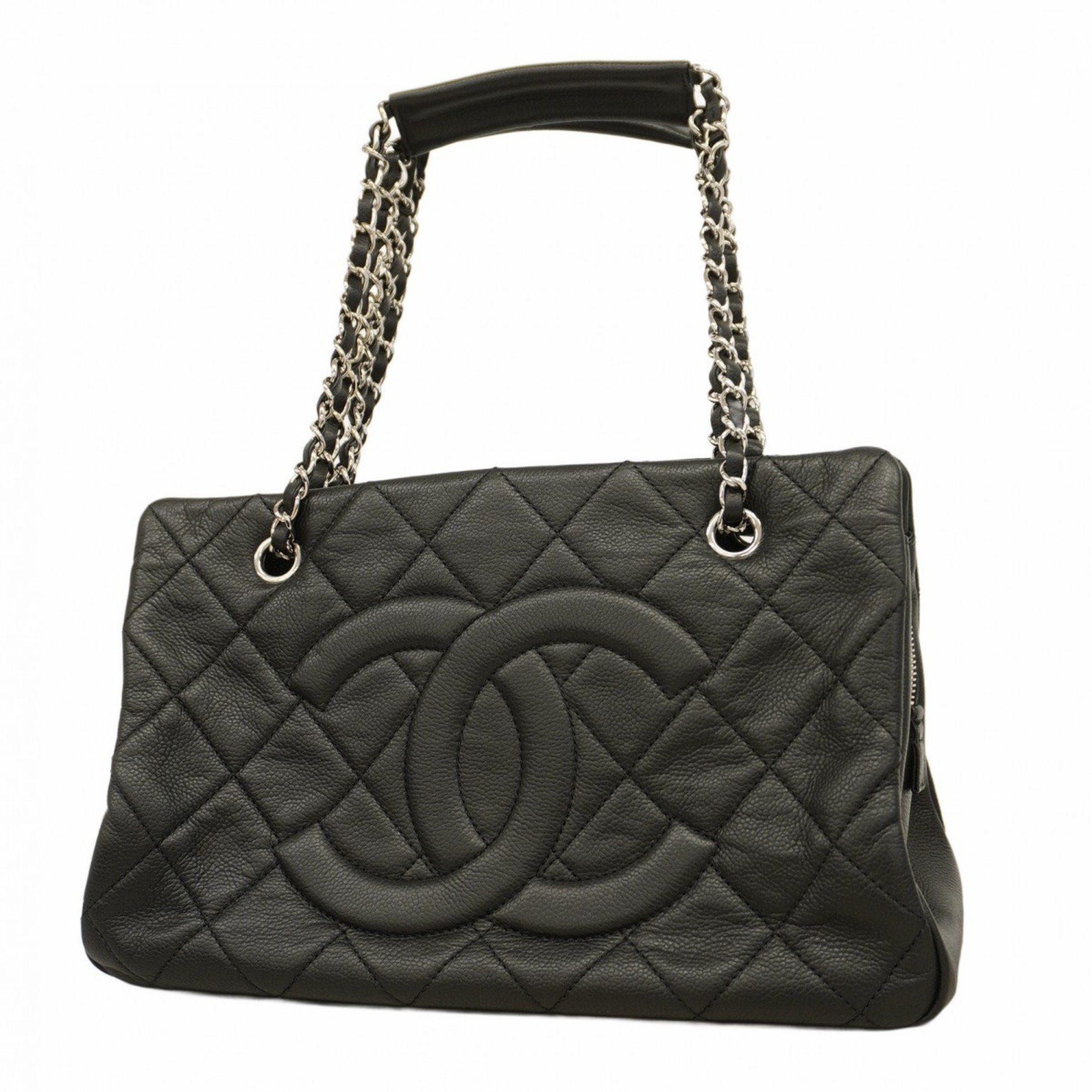 Chanel Shoulder Bag Matelasse Caviar Skin Black Women's